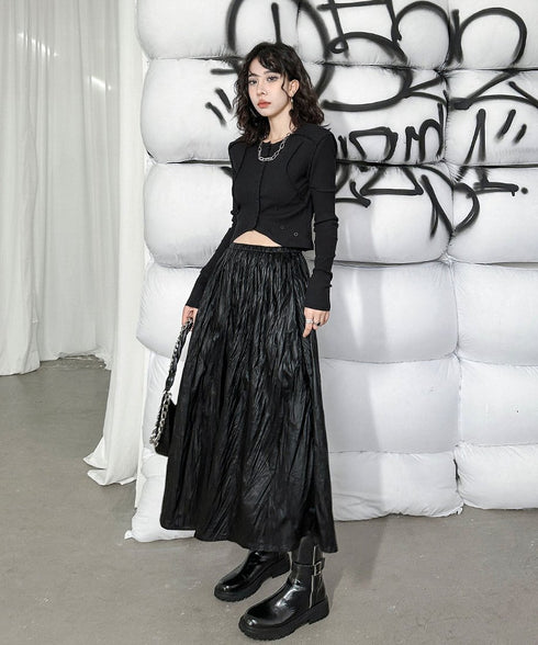 Crinkle Gloss Maxi Skirt